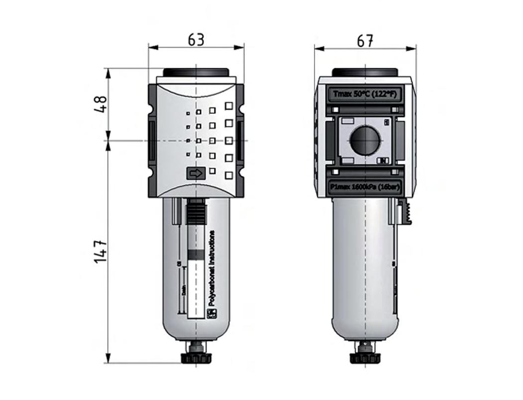Microfilter 0.01microns G1/2'' 450 l/min Auto Polycarbonate Futura 2