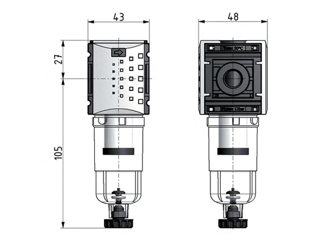 Microfilter 0.01microns G1/4'' 190 l/min Auto (Closed Without Pressure) Polycarbonate Futura 0