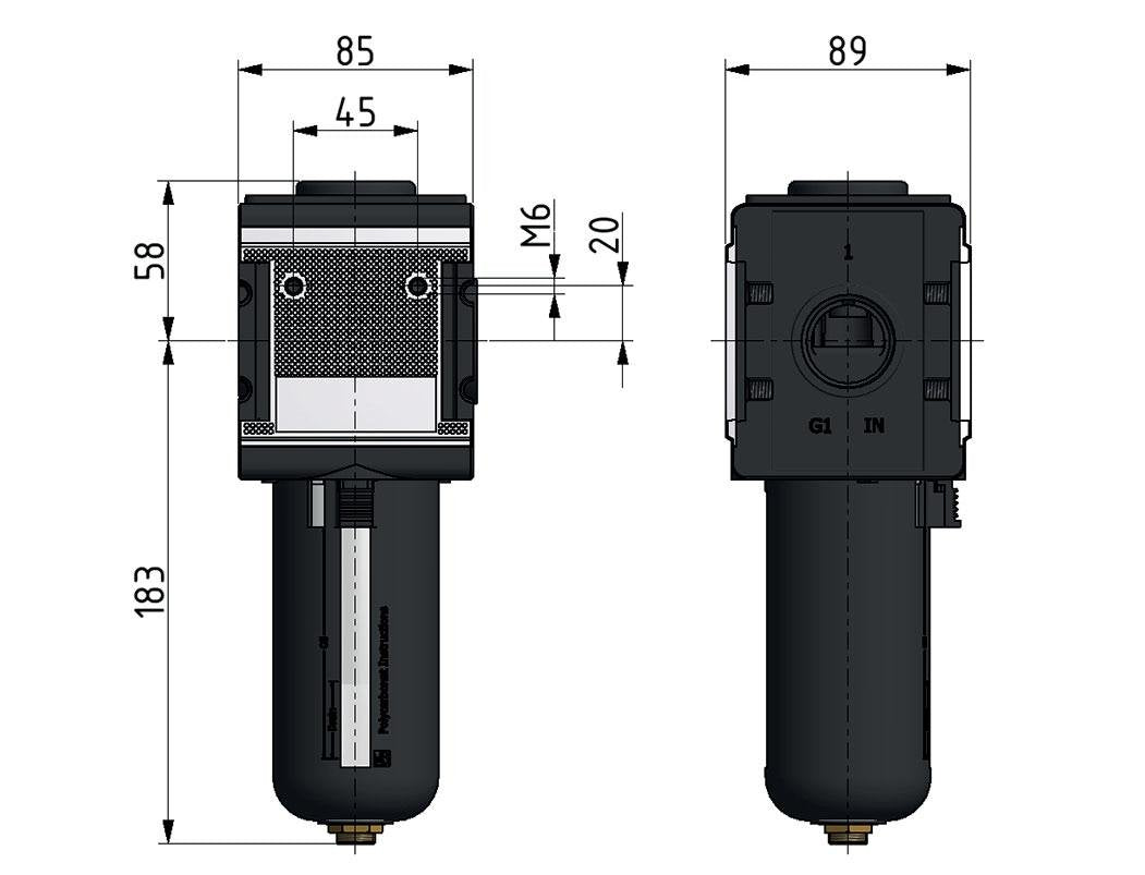 Activated Carbon Filter G1'' 3000 l/min Semi-Auto Protective Cage Polycarbonate Multifix 4