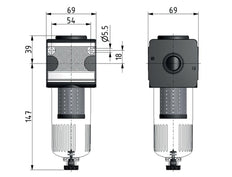 Pre-Filter 0.3microns G1/2'' 500 l/min Semi-Auto Metal Multifix 2