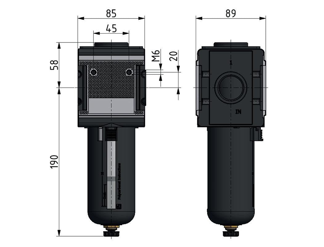 Pre-Filter 0.3microns G1'' 2000 l/min Semi-Auto Protective Cage Polycarbonate Multifix 4