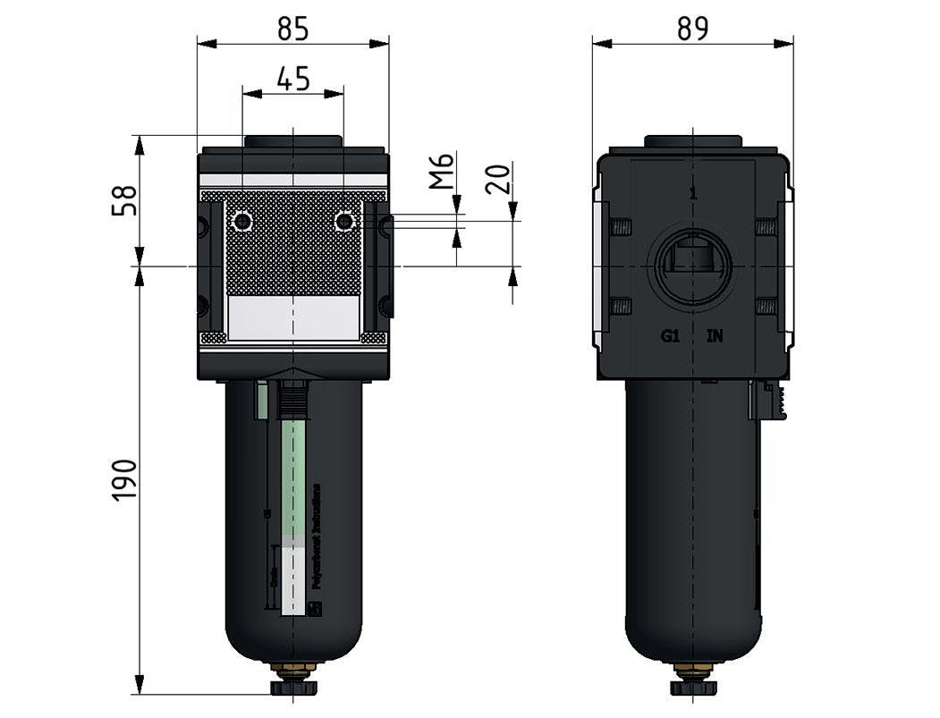 Microfilter 0.01microns G3/4'' 1500 l/min Semi-Auto Protective Cage Polycarbonate Multifix 4
