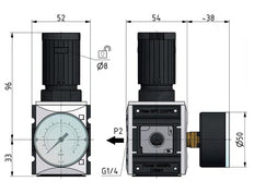 Pressure Regulator for Manifold Assembly G1/4''&3/8'' 2500 l/min 0.2-4.0bar/3-58psi PA Futura 1