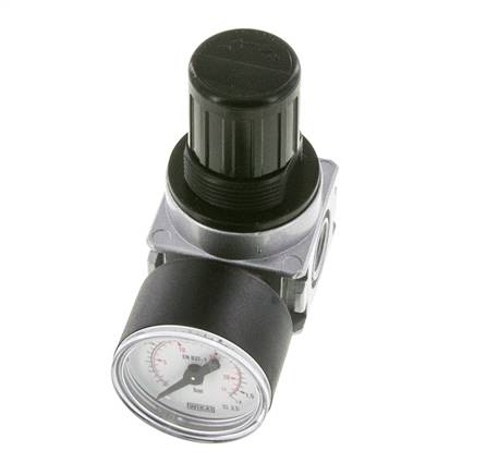 Pressure Regulator G1/4'' 1450 l/min 0.1-1.0bar/1-14psi Zinc Die-Cast 40 mm Pressure Gauge Multifix 0