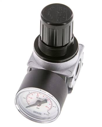 Pressure Regulator G1/4'' 1450 l/min 0.1-3.0bar/1-44psi Zinc Die-Cast 40 mm Pressure Gauge Multifix 0