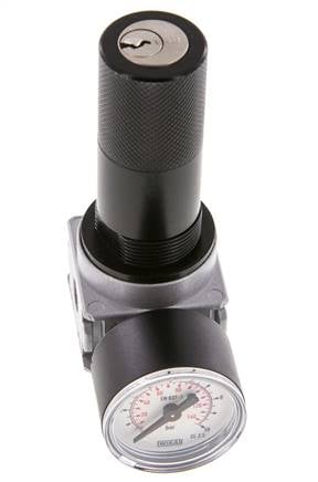 Pressure Regulator G1/8'' 1450 l/min 0.2-6.0bar/3-87psi Zinc Die-Cast 40 mm Pressure Gauge Cylinder Lock Multifix 0