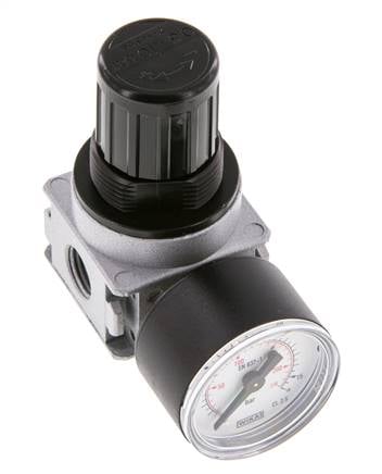 Pressure Regulator G1/4'' 1450 l/min 0.5-10.0bar/7-145psi Zinc Die-Cast 40 mm Pressure Gauge Multifix 0