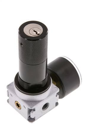 Pressure Regulator G1/8'' 1450 l/min 0.1-3.0bar/1-44psi Zinc Die-Cast 40 mm Pressure Gauge Cylinder Lock Multifix 0