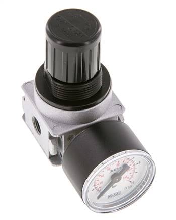 Pressure Regulator G1/8'' 1450 l/min 0.2-6.0bar/3-87psi Zinc Die-Cast 40 mm Pressure Gauge Multifix 0