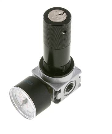 Pressure Regulator G1/4'' 1450 l/min 0.2-6.0bar/3-87psi Zinc Die-Cast 40 mm Pressure Gauge Cylinder Lock Multifix 0