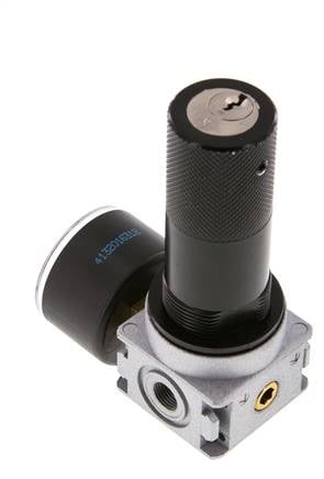 Pressure Regulator G1/8'' 1450 l/min 0.5-10.0bar/7-145psi Zinc Die-Cast 40 mm Pressure Gauge Cylinder Lock Multifix 0