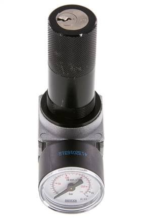 Pressure Regulator G1/8'' 1450 l/min 0.5-10.0bar/7-145psi Zinc Die-Cast 40 mm Pressure Gauge Cylinder Lock Multifix 0