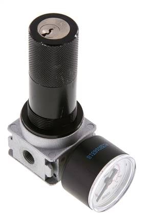 Pressure Regulator G1/8'' 1450 l/min 0.5-10.0bar/7-145psi Zinc Die-Cast 40 mm Pressure Gauge Cylinder Lock Multifix 0