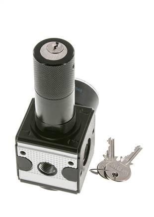 Pressure Regulator for Manifold Assembly G1/4'' 2250 l/min 0.5-10.0bar/7-145psi Zinc Die-Cast 40 mm Pressure Gauge Cylinder Lock Multifix 1