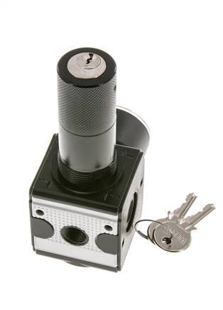 Pressure Regulator for Manifold Assembly G1/4'' 2250 l/min 0.1-3.0bar/1-44psi Zinc Die-Cast 40 mm Pressure Gauge Cylinder Lock Multifix 1