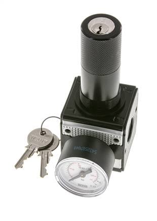Pressure Regulator for Manifold Assembly G1/4'' 2250 l/min 0.5-10.0bar/7-145psi Zinc Die-Cast 40 mm Pressure Gauge Cylinder Lock Multifix 1