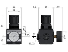 Pressure Regulator for Manifold Assembly G1/2'' 8500 l/min 0.5-10.0bar/7-145psi Zinc Die-Cast Multifix 2