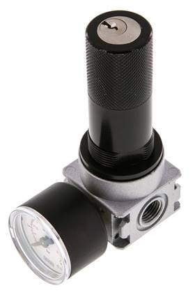 Pressure Regulator G1/4'' 600 l/min 0.1-3.0bar/1-44psi Zinc Die-Cast 40 mm Pressure Gauge Cylinder Lock Multifix 0