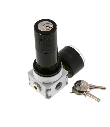 Pressure Regulator G1/4'' 700 l/min 0.1-3.0bar/1-44psi Air Water PA 40 mm Pressure Gauge Cylinder Lock Multifix 0