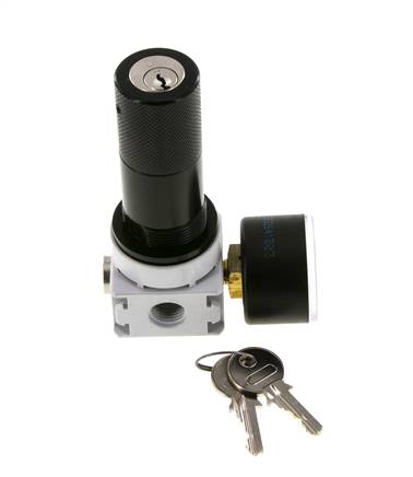 Pressure Regulator G1/4'' 700 l/min 0.1-3.0bar/1-44psi Air Water PA 40 mm Pressure Gauge Cylinder Lock Multifix 0