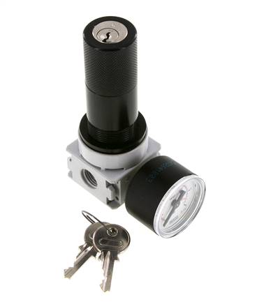 Pressure Regulator G1/4'' 700 l/min 0.1-3.0bar/1-44psi Air Water PA 40 mm Pressure Gauge Cylinder Lock Multifix 0