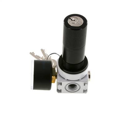 Pressure Regulator G1/4'' 700 l/min 0.5-10.0bar/7-145psi Air Water PA 40 mm Pressure Gauge Cylinder Lock Multifix 0