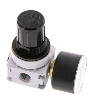 Pressure Regulator G1/4'' 700 l/min 0.5-10.0bar/7-145psi Air Water PA 40 mm Pressure Gauge Multifix 0