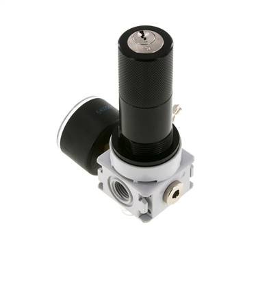 Pressure Regulator G1/4'' 700 l/min 0.2-6.0bar/3-87psi Air Water PA 40 mm Pressure Gauge Cylinder Lock Multifix 0