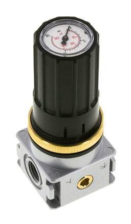 Pressure Regulator G1/4'' 1450 l/min 0.5-10.0bar/7-145psi Zinc Die-Cast Knob with Gauge Multifix 0