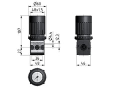 Pressure Regulator G1/4'' 2100 l/min 0.1-3.0bar/1-44psi Zinc Die-Cast Knob with Gauge Multifix 1