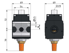 3/2 Valve G1/2 Pneumatic Operated 4000 l/min Multifix 2