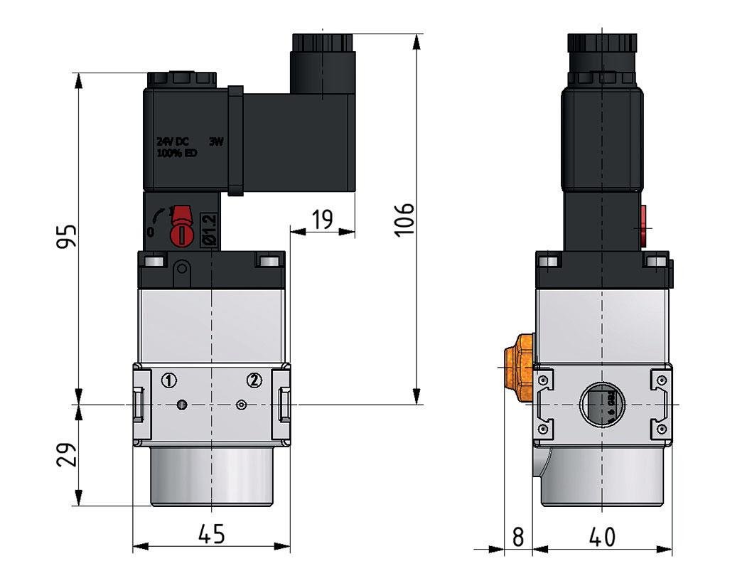3/2 Valve G1/4 230VAC 1600 l/min Multifix 0