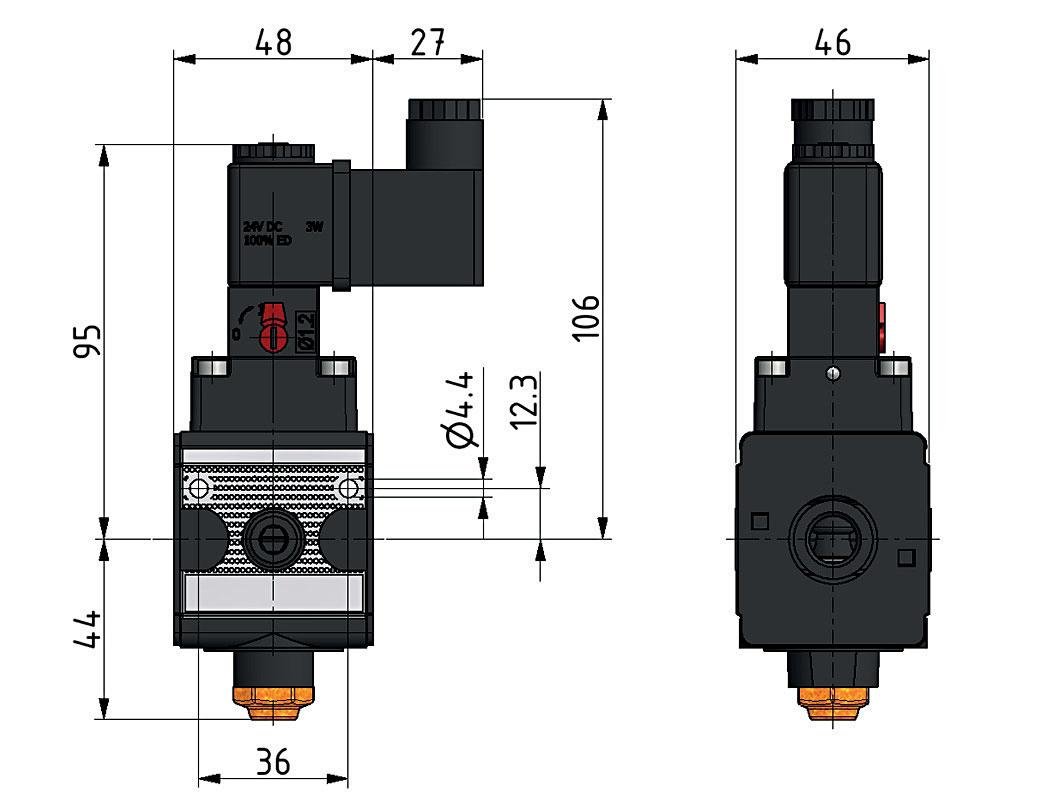 3/2 Valve G1/4 230VAC 900 l/min Multifix 1