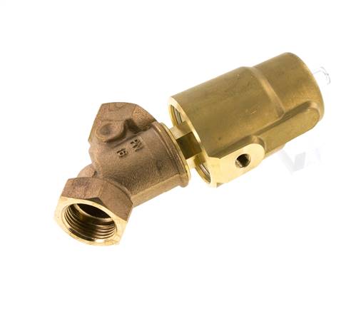 G1'' PTFE/NBR 16bar NC Angle Seat Valve (Closes Ag. Flow) Brass AL2