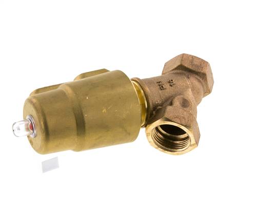 G1'' PTFE/NBR 16bar NC Angle Seat Valve (Closes Ag. Flow) Brass AL2