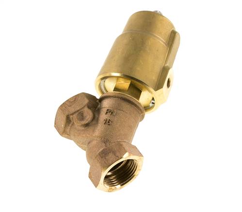 G1'' PTFE/NBR 16bar NC Angle Seat Valve (Closes Ag. Flow) Brass AL2
