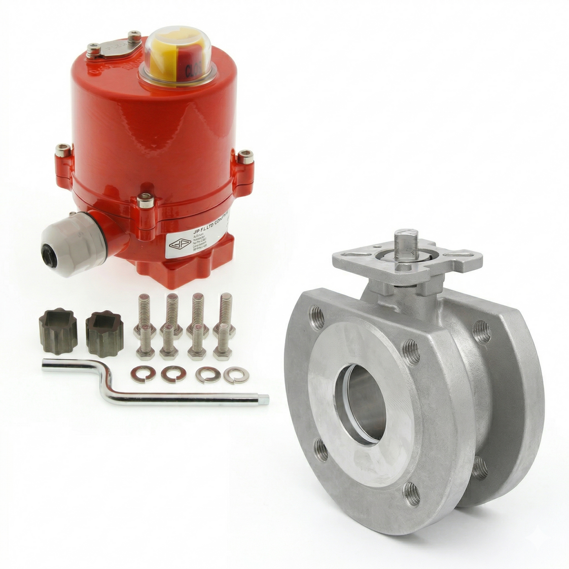 DN20 PN40 1-Piece 2-Way Electric Stainless Steel Flanged Ball Valve 12 V AC/DC