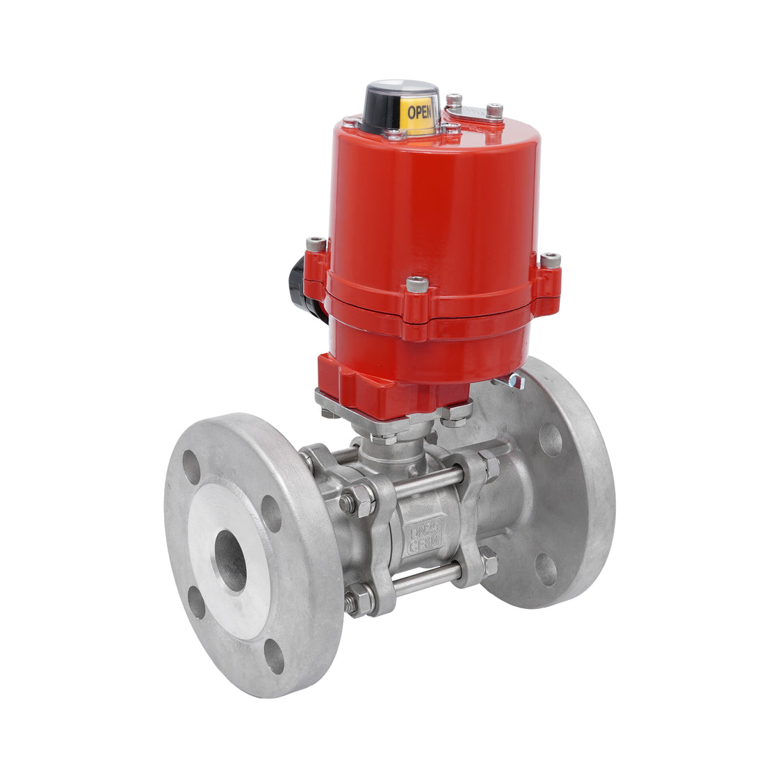 DN20 PN40 3-Piece 2-Way Electric Stainless Steel Flanged Ball Valve 24 V AC/DC