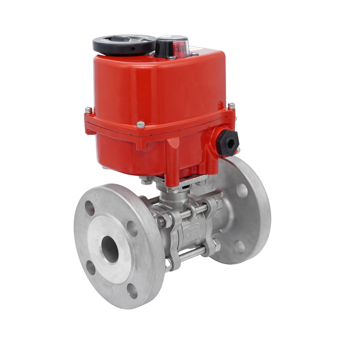 DN15 PN40 3-Piece 2-Way Stainless Steel Modulating Electric Flanged Ball Valve 24 V AC/DC