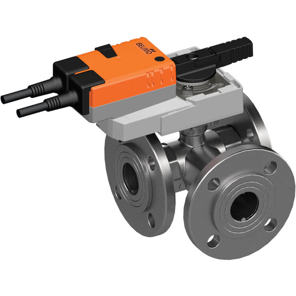Belimo 3-Way Ball Valve DN40 Flange Kvs31 24VAC/DC 90s BACnet/Modbus 10Nm IP40 R7040R-B3/VNR24A-LP1