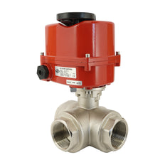 G 1 1/4 inch 3-Way Brass Modulating electric ball valve (T- bore) 24 V AC/DC