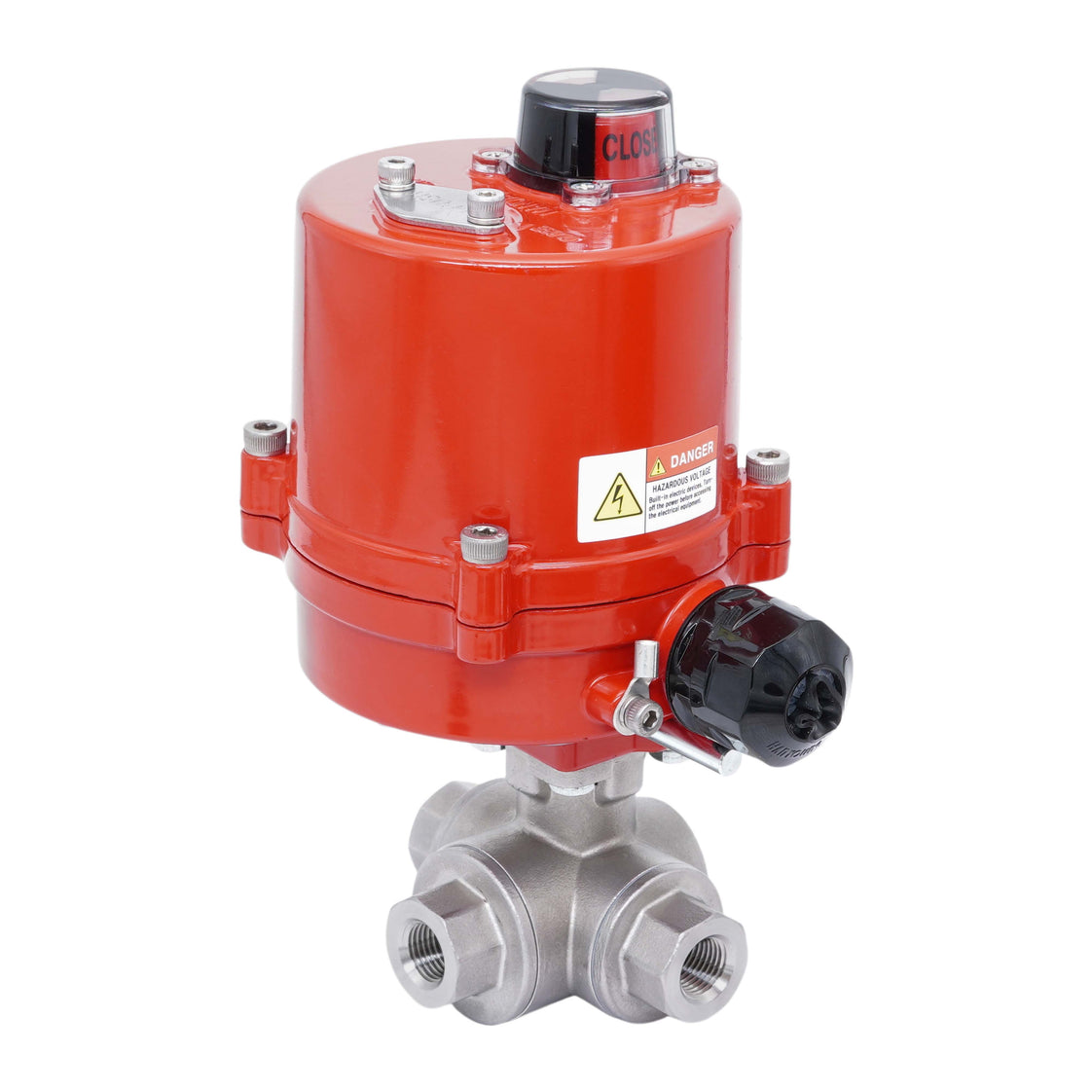 Rp 1/2'' T-Port 3-Way Stainless Steel Electric Ball Valve 12 V AC