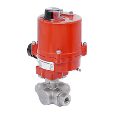 Rp 3/8'' T-Port 3-Way Stainless Steel Electric Ball Valve 24 V AC/DC