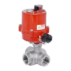 Rp 3/4'' T-Port 3-Way Stainless Steel Electric Ball Valve 100-240V AC