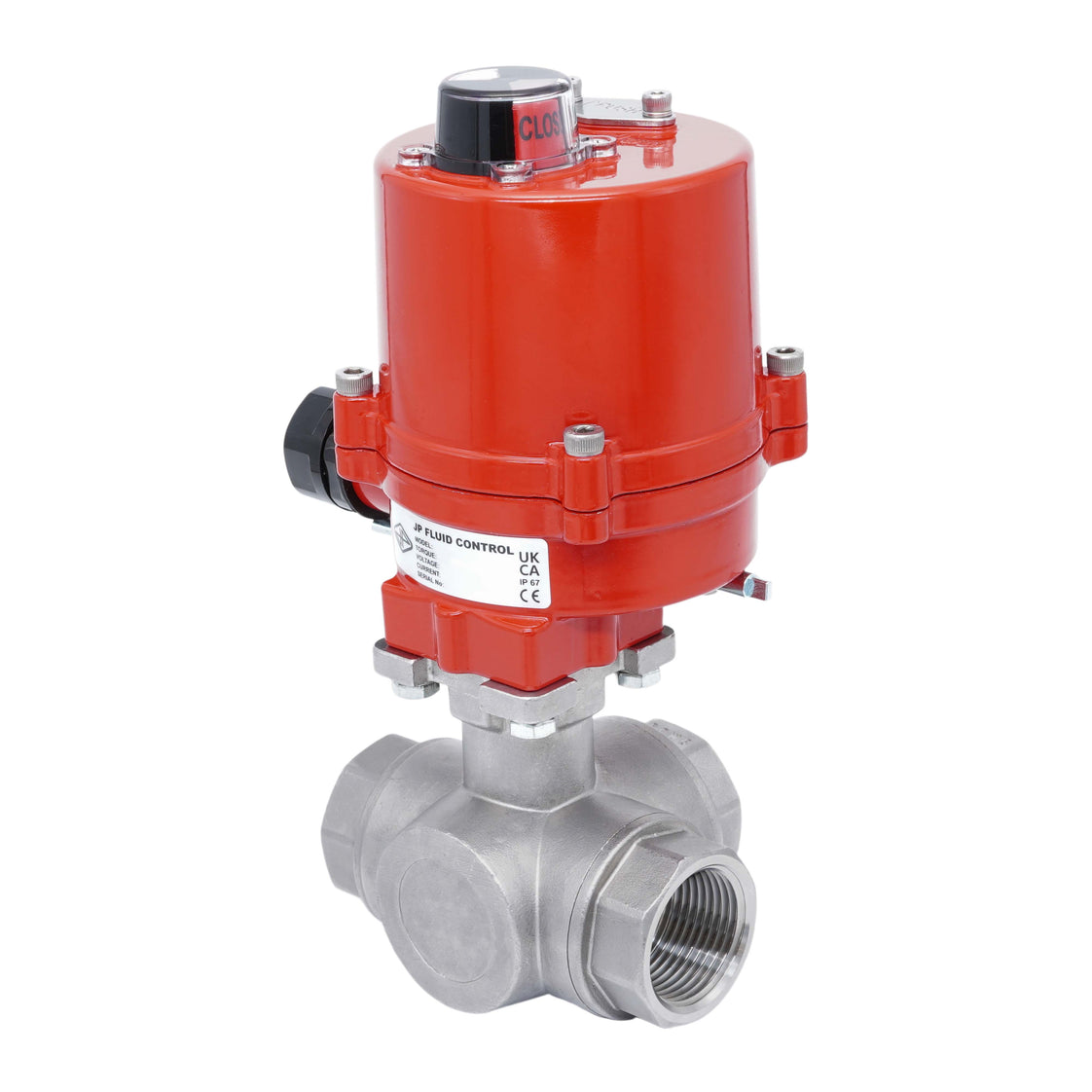 Rp 3/4'' T-Port 3-Way Stainless Steel Electric Ball Valve 100-240V AC
