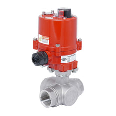 Rp 3/4'' T-Port 3-Way Stainless Steel Electric Ball Valve 100-240V AC
