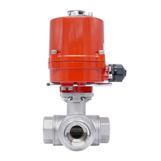 Rp 3/4'' T-Port 3-Way Stainless Steel Electric Ball Valve 100-240V AC