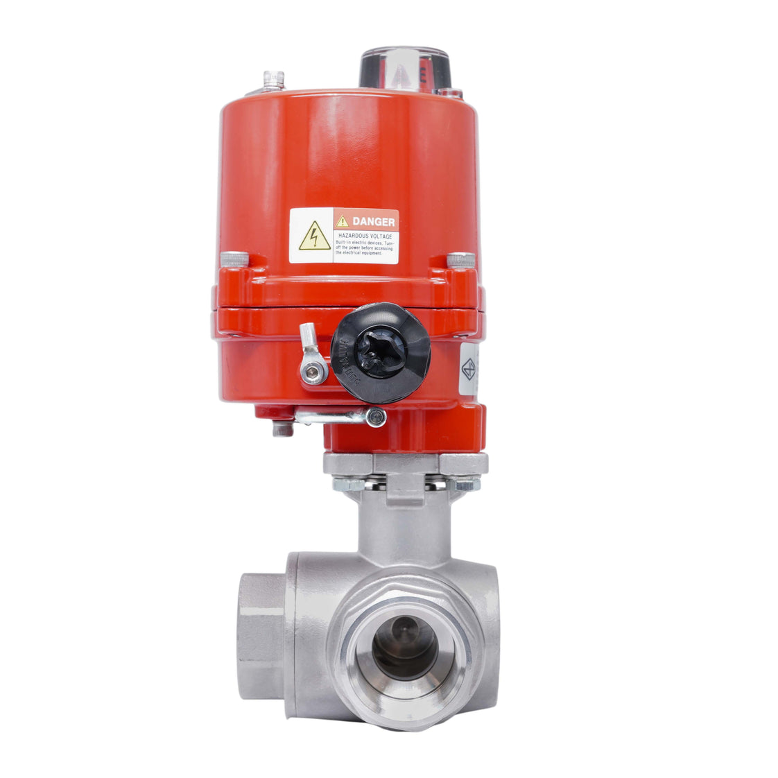Rp 3/4'' T-Port 3-Way Stainless Steel Electric Ball Valve 100-240V AC