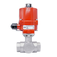 Rp 3/4'' T-Port 3-Way Stainless Steel Electric Ball Valve 100-240V AC