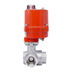 Rp 3/4'' T-Port 3-Way Stainless Steel Electric Ball Valve 100-240V AC
